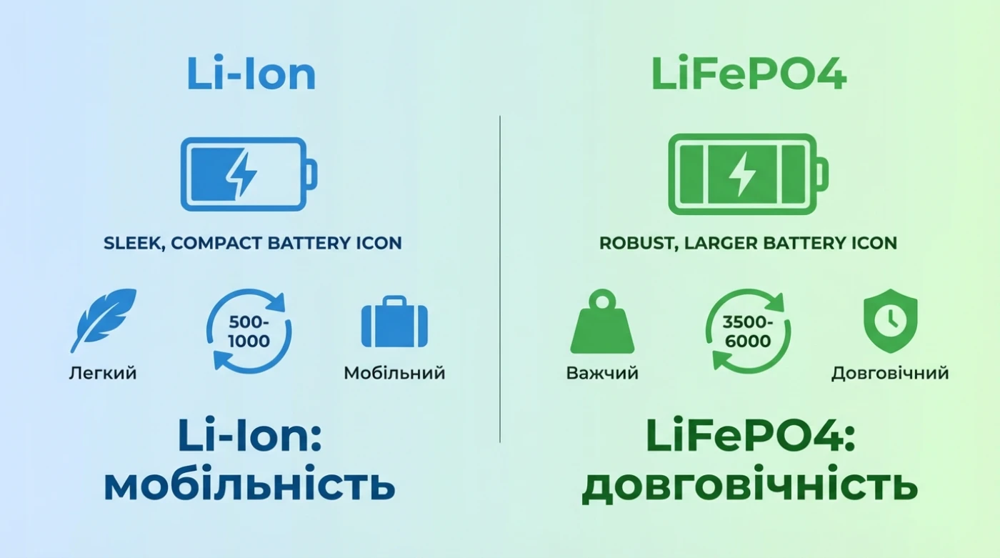 Li-Ion vs LiFePO4 акумулятори