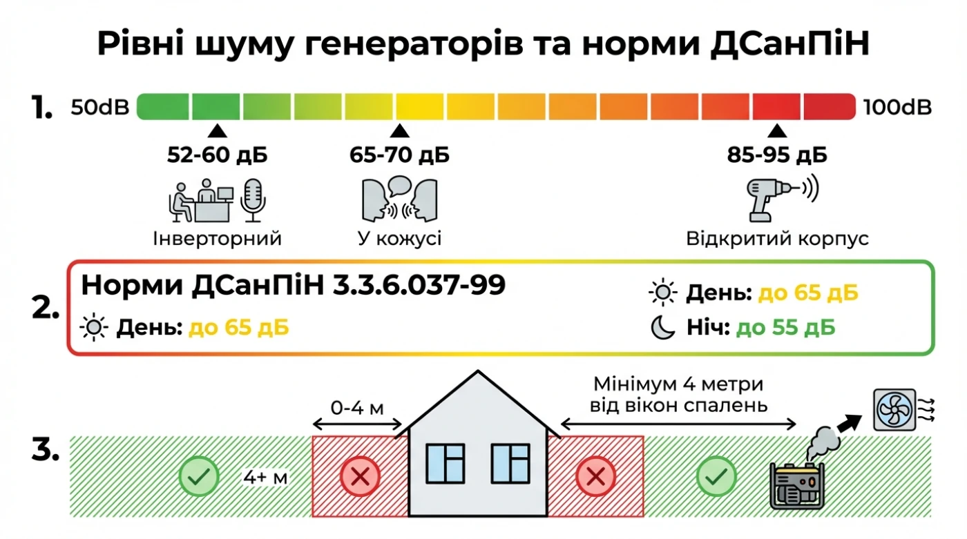 уровень шума и размещение