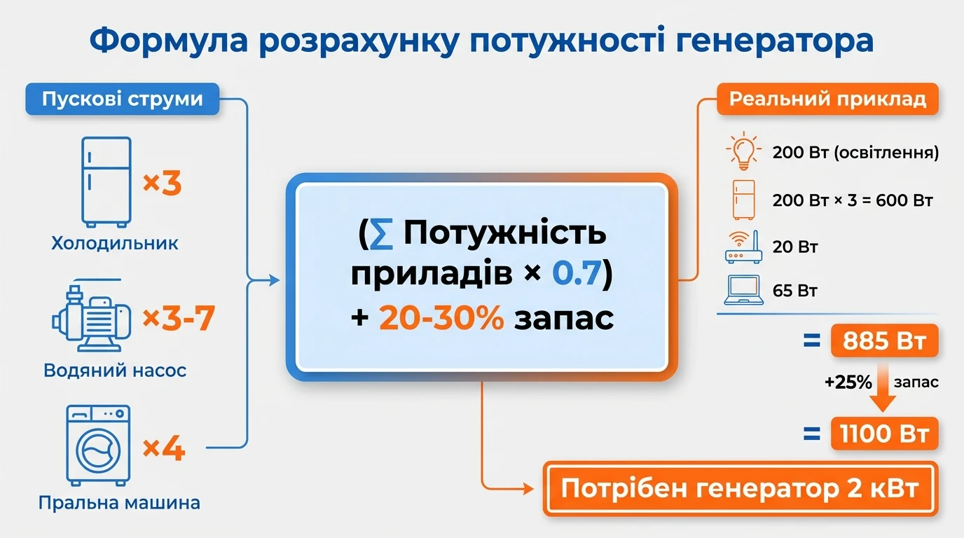 расчет мощности генератора