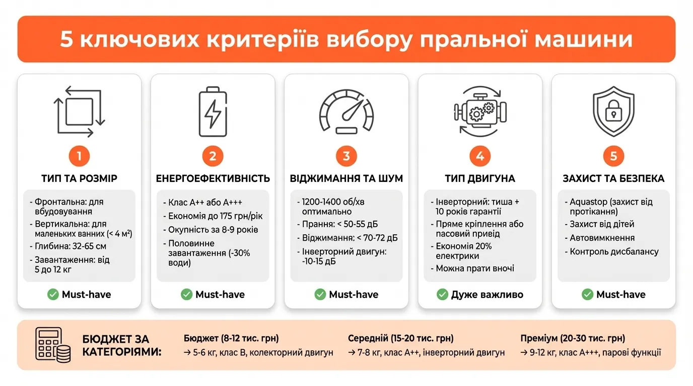 5 критеріїв вибору пральної машини