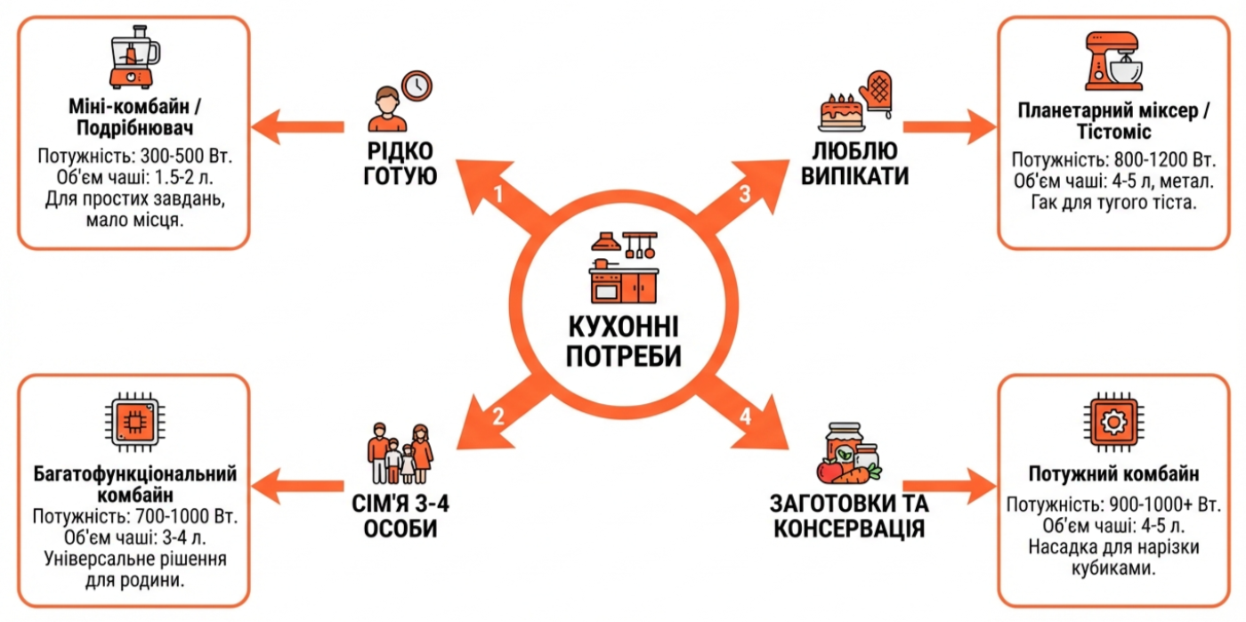 cхема вибору кухонного комбайна