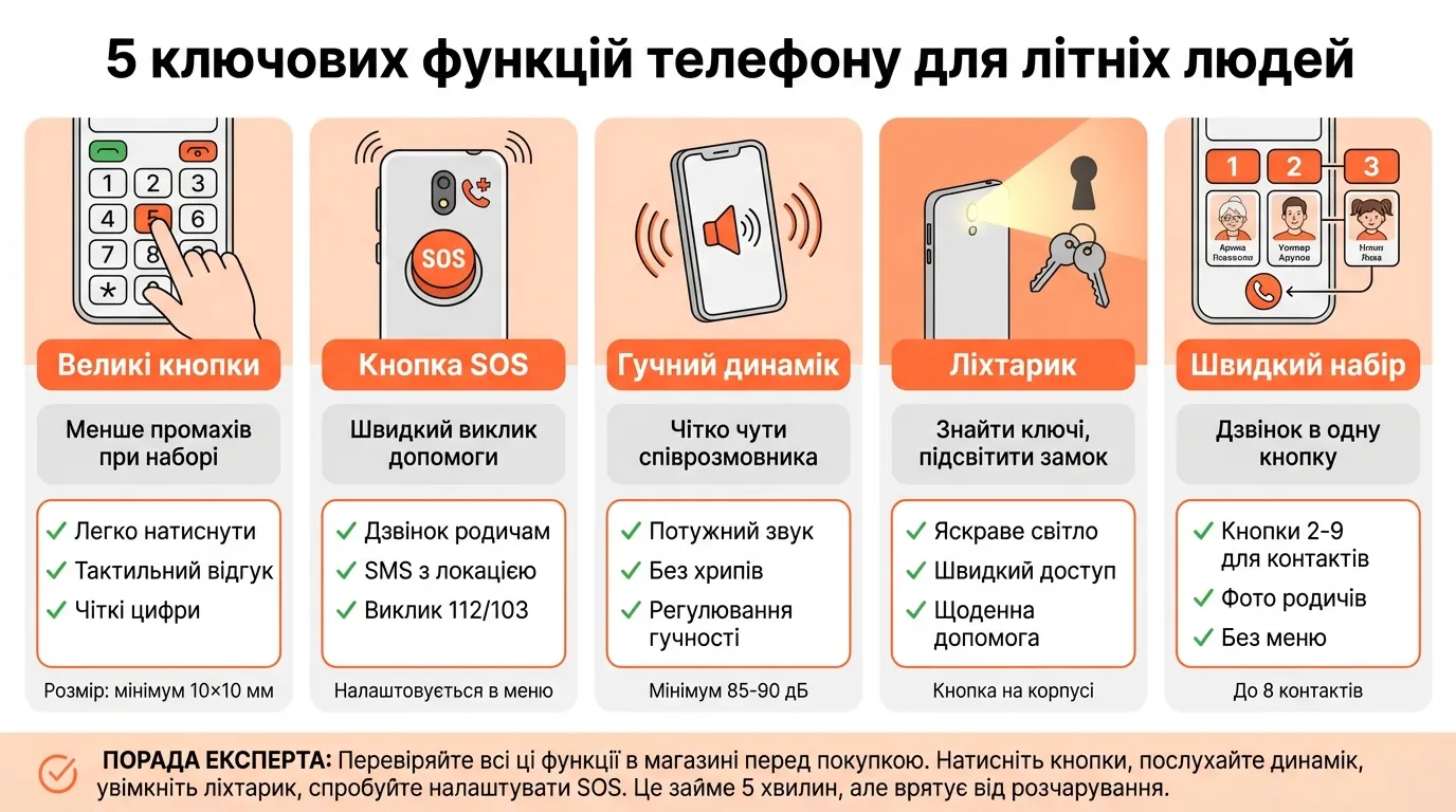ключові функції кнопкових телефонів