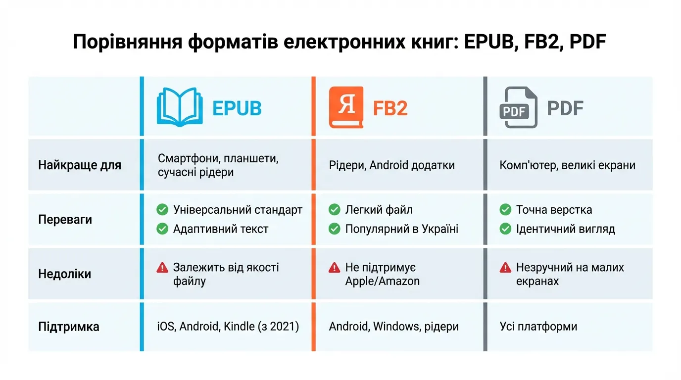 порівняння форматів книг