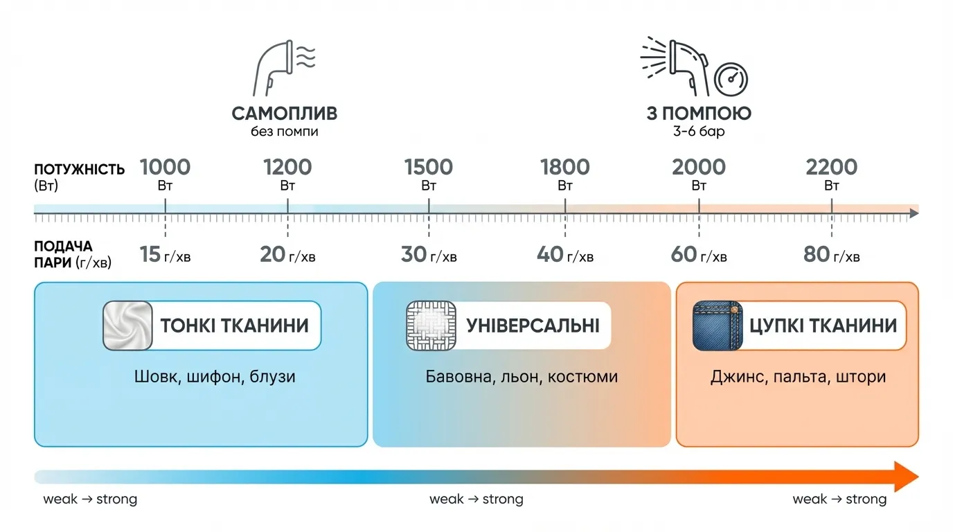 потужність та подача пари