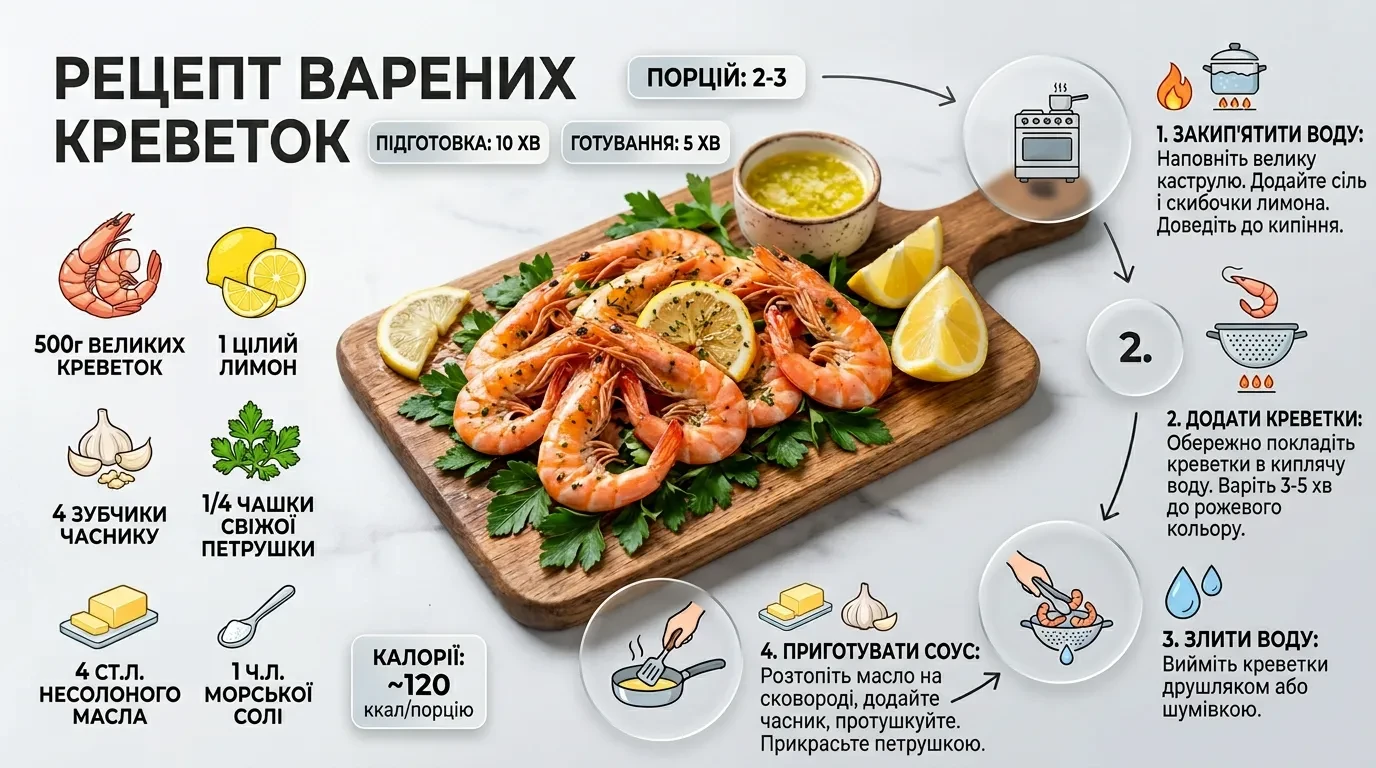 рецепт варених креветок