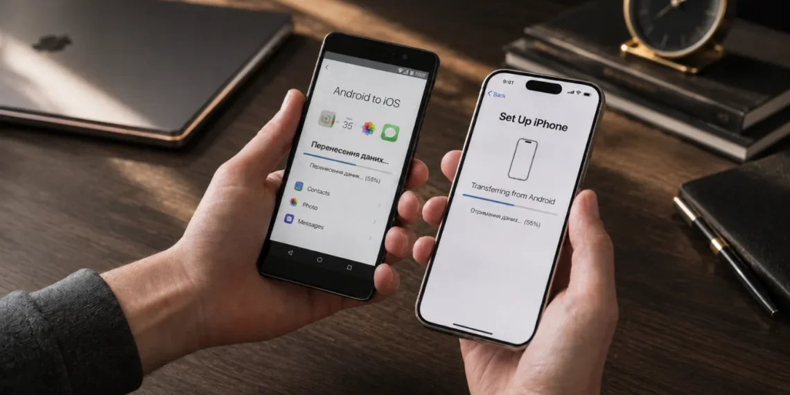 перенести дані з android на iphone